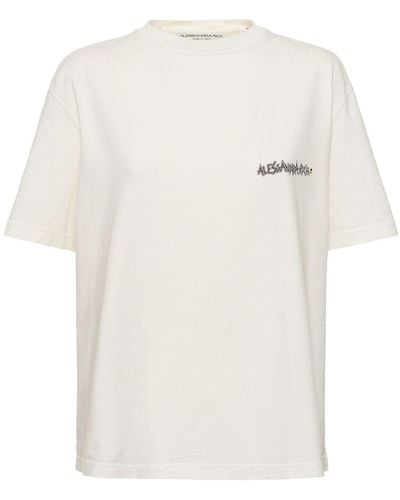 Alessandra Rich Jersey Printed Short Sleeve T-shirt - White