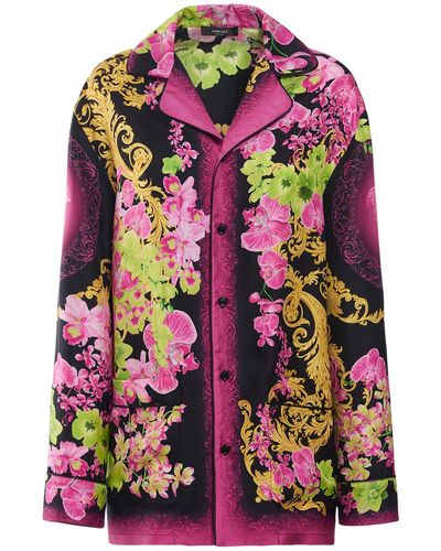 Versace Orchid シルクツイルシャツ - ピンク