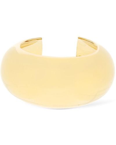 Saint Laurent Rounded Smooth Brass Cuff Bracelet - Natural