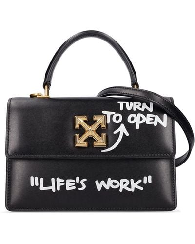 Off-White c/o Virgil Abloh Jitney 1.4 Top Handle Quote Bag, /, 100% Leather - Black