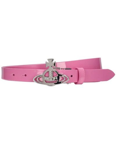 Vivienne Westwood Small Orb Leather Buckle Belt - Pink