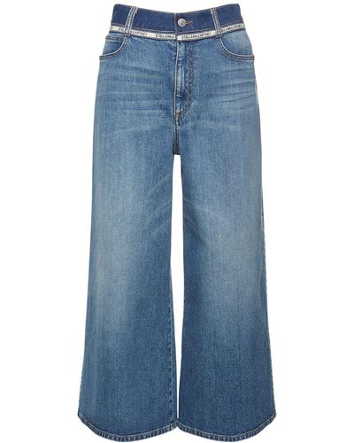 Stella McCartney Jeans Cropped In Denim Di Cotone - Blu
