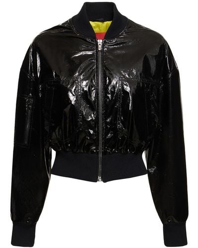 Ferrari Grosgrain Leather Bomber Jacket - Black