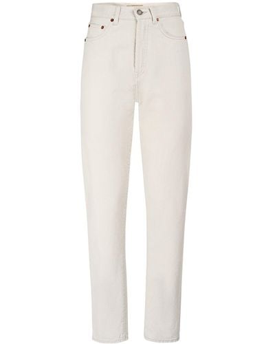 Saint Laurent Enge Jeans Aus Baumwolldenim - Weiß