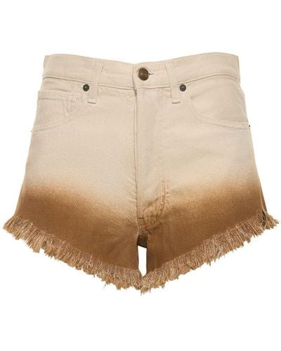 Alanui Denim-shorts Mit Fransen "bright Hues" - Natur