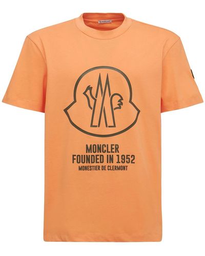 Moncler Printed Cotton T-shirt - Orange