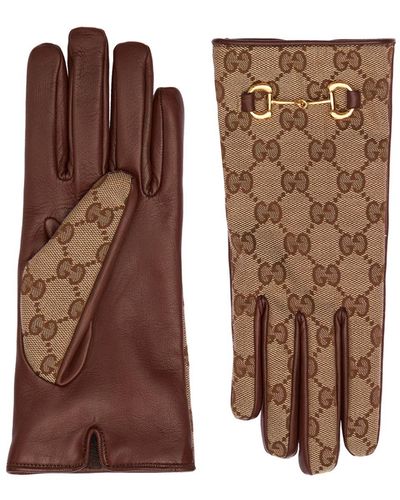 Gucci Handschuhe Aus GG Canvas Mit Horsebit - Braun