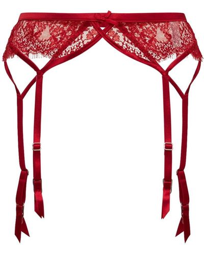 Fleur du Mal Reggicalze Frankie In Pizzo - Rosso