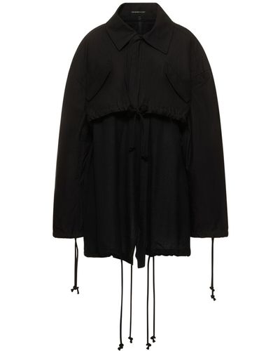 Yohji Yamamoto Mehrlagige Jacke Aus Baumwolldrillich - Schwarz