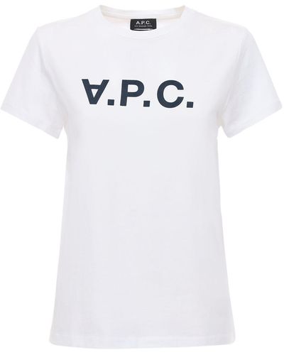 A.P.C. T-shirt en jersey de coton imprimé logo - Blanc