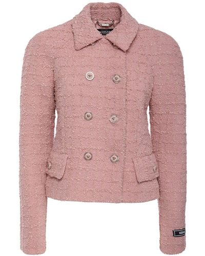 Versace Zweireihiges Jackett Aus Tweed - Pink