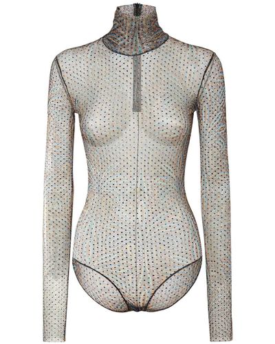 Etro Pointelle Tulle Bodysuit - Gray
