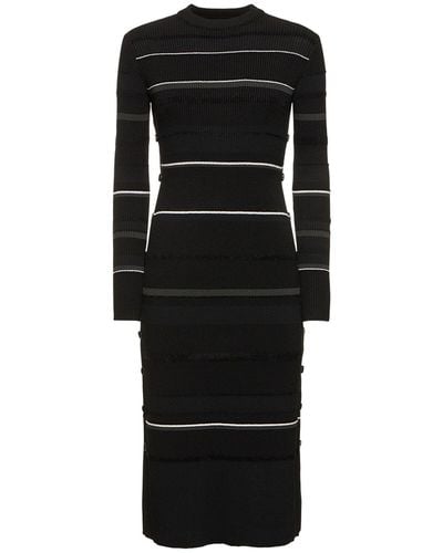 Proenza Schouler Rachel Striped Rib Knit Midi Dress - Black