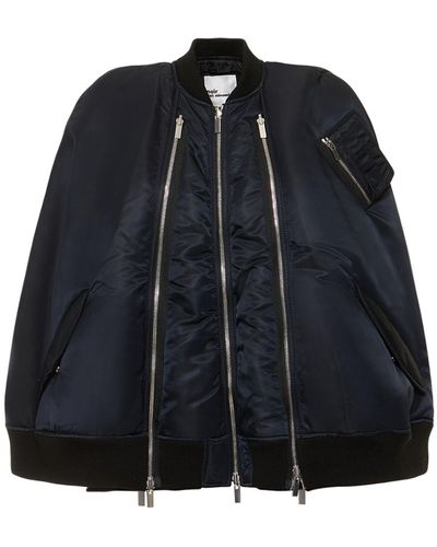 Noir Kei Ninomiya Nylon Twill Reversible Cape Bomber - Black