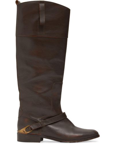 Golden Goose 25Mm Charlie Leather Tall Boots - Brown