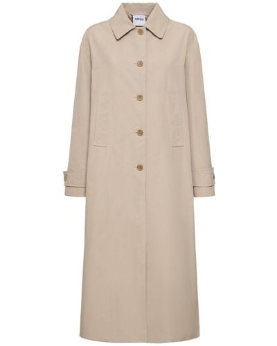Aspesi Cotton Canvas Long Trench Coat - Natural