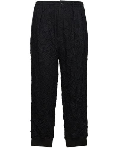 Yohji Yamamoto Pantalon en flanelle de laine mélangée g-hem - Noir