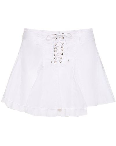 Ludovic de Saint Sernin Pleated Poplin Lace-up Mini Skirt - White