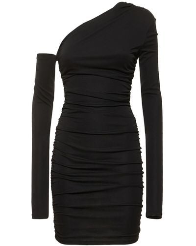 ANDAMANE Olimpia Draped Stretch Jersey Midi Dress - Black