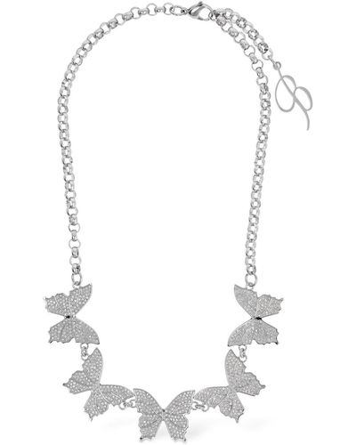 Blumarine Halsband Mit Kristallen "butterfly" - Weiß