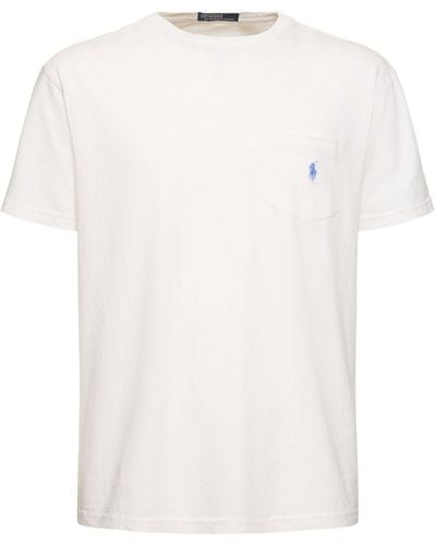 Polo Ralph Lauren Faded Cotton & Linen T-shirt W/ Pocket - White