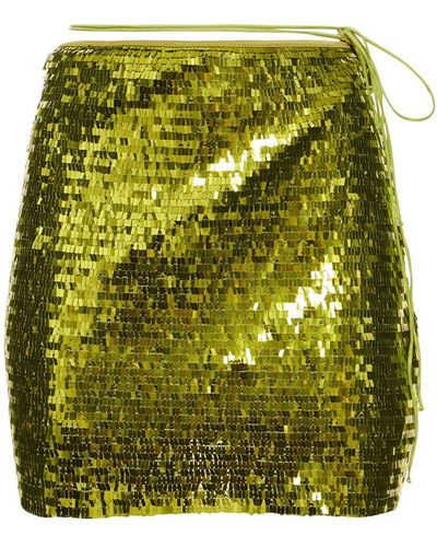 Oséree Asymmetric Sequined Mini Skirt - Green