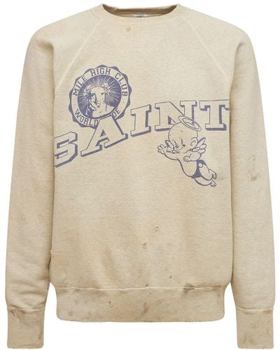 Saint Michael Sweatshirt Aus Baumwolle Mit Logodruck - Grau