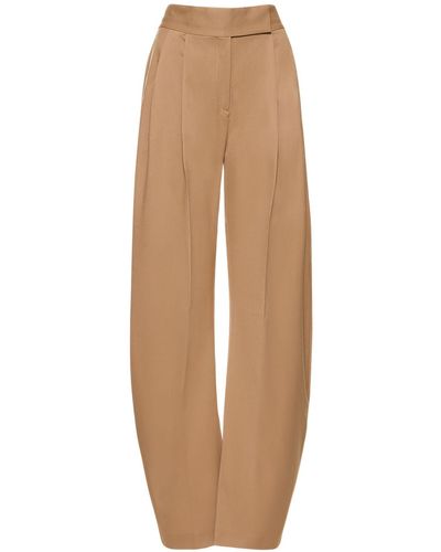 The Attico Gary Wool Blend High Rise Wide Pants - Natural