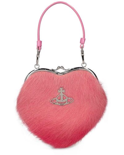 Vivienne Westwood Belle Heart Frame Ponyhair Bag - Pink