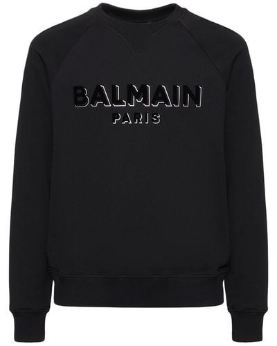 Balmain Sweatshirt Mit Beflocktem Und Foliertem Logo - Schwarz