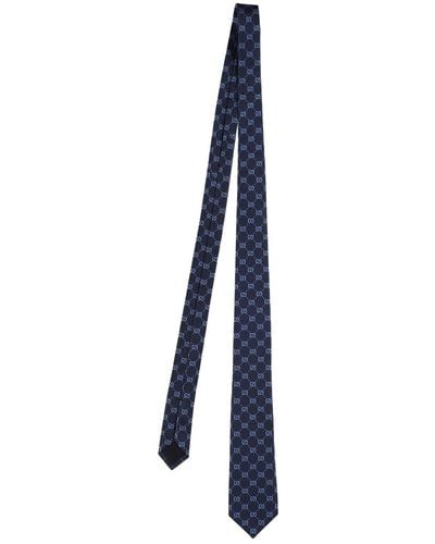Gucci Cravatta in seta stampa gg 7cm - Blu