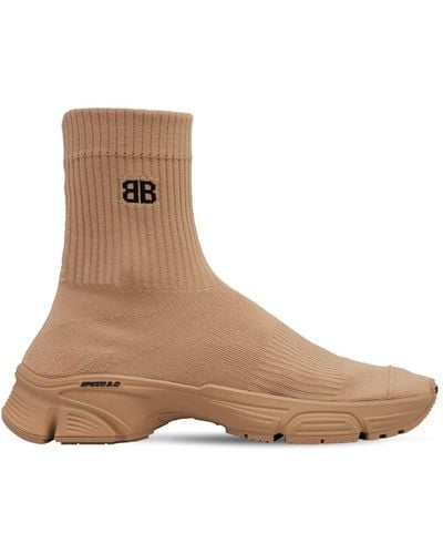 Balenciaga 30mm Hohe Sneakers Aus Strick "speed 3,0" - Braun