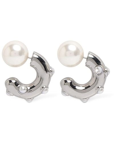 Marc Jacobs Pendientes de aro con perlas sintéticas - Blanco