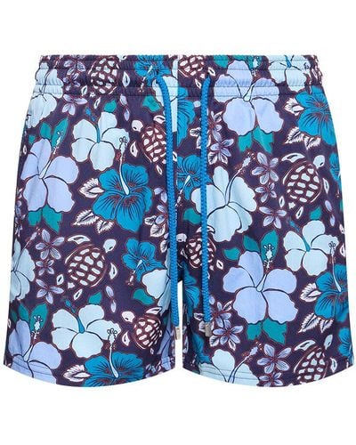 Vilebrequin Badeshorts Aus Stretch-nylon Mit Druck "moorise" - Blau