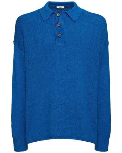 Commas Cotton & Wool Knit Polo Sweater - Blue
