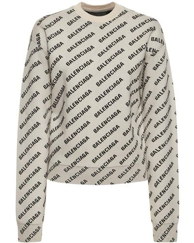 Balenciaga Sweatshirt Aus Baumwollmischung Mit Logo - Weiß
