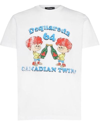 DSquared² T-shirt en coton imprimé canadian twins - Gris