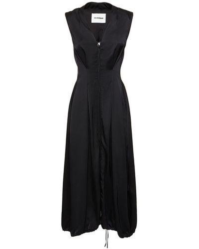 Jil Sander Viscose & Silk Sleeveless Midi Dress - Black