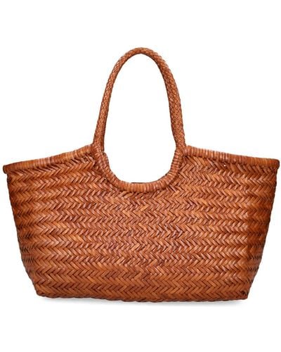 Dragon Diffusion Big Nantucket Woven Leather Basket Bag - Brown