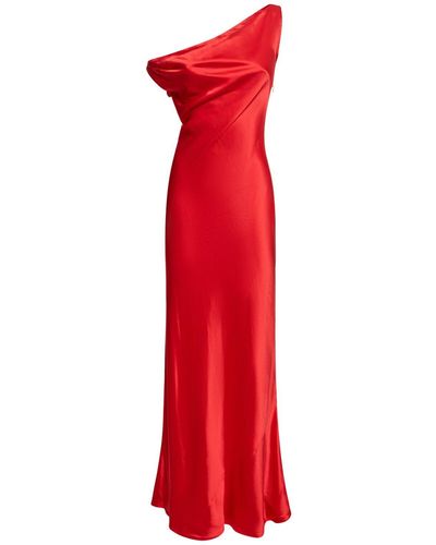 STAUD Ashanti Asymmetric Neckline Maxi Dress - Red