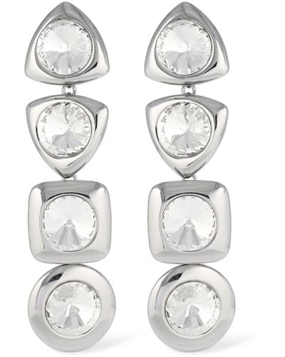 Area Crystal Drop Earrings - White