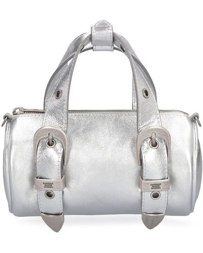 Marge Sherwood Belted Log Suede Top Handle Bag - Metallic