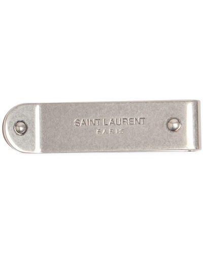 Saint Laurent Logo Metal Money Clip - Grey