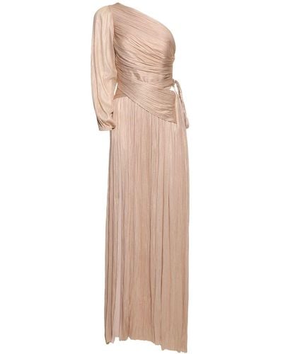 Maria Lucia Hohan Beatriz Silk Tulle One Sleeve Long Dress - Natural