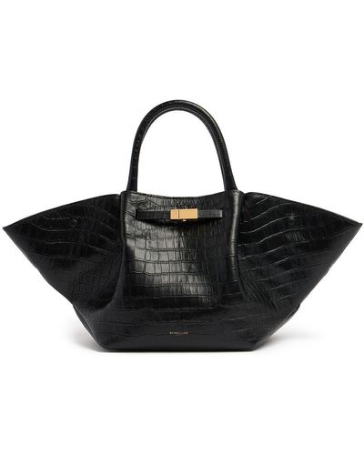 DeMellier London Midi New York Croc Effect Leather Bag - Black