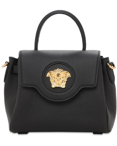 Versace Small Leather Medusa Top Handle Bag - Black