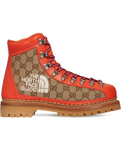 Gucci X The North Face Canvas & Leather Boots - Red