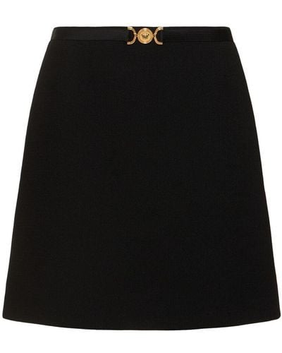 Versace Double Wool Crepe Midi Skirt - Black