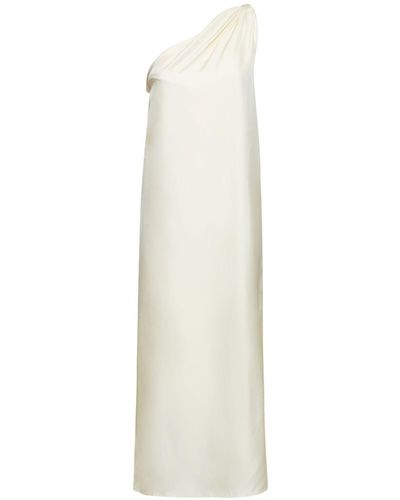 Loulou Studio Adela Asymmetric Silk Midi Dress - White