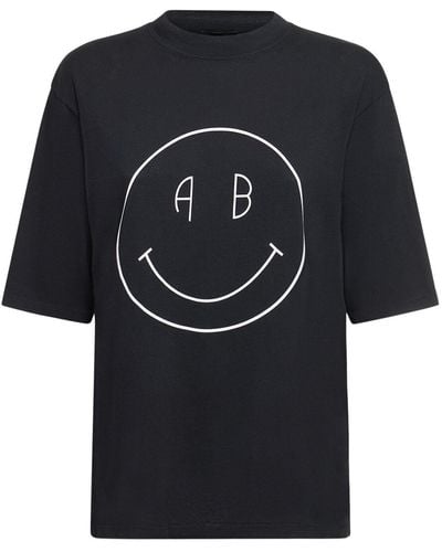 Anine Bing Avi Smiley オーガニックコットンtシャツ - ブラック